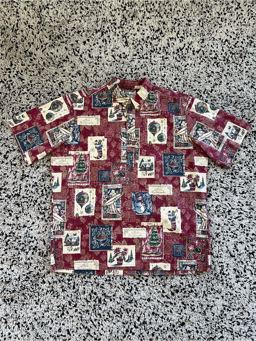 Reyn Spooner Mele Kalikimaka 2009 Popover Red Hawaiian Shirt Men’s Size XL